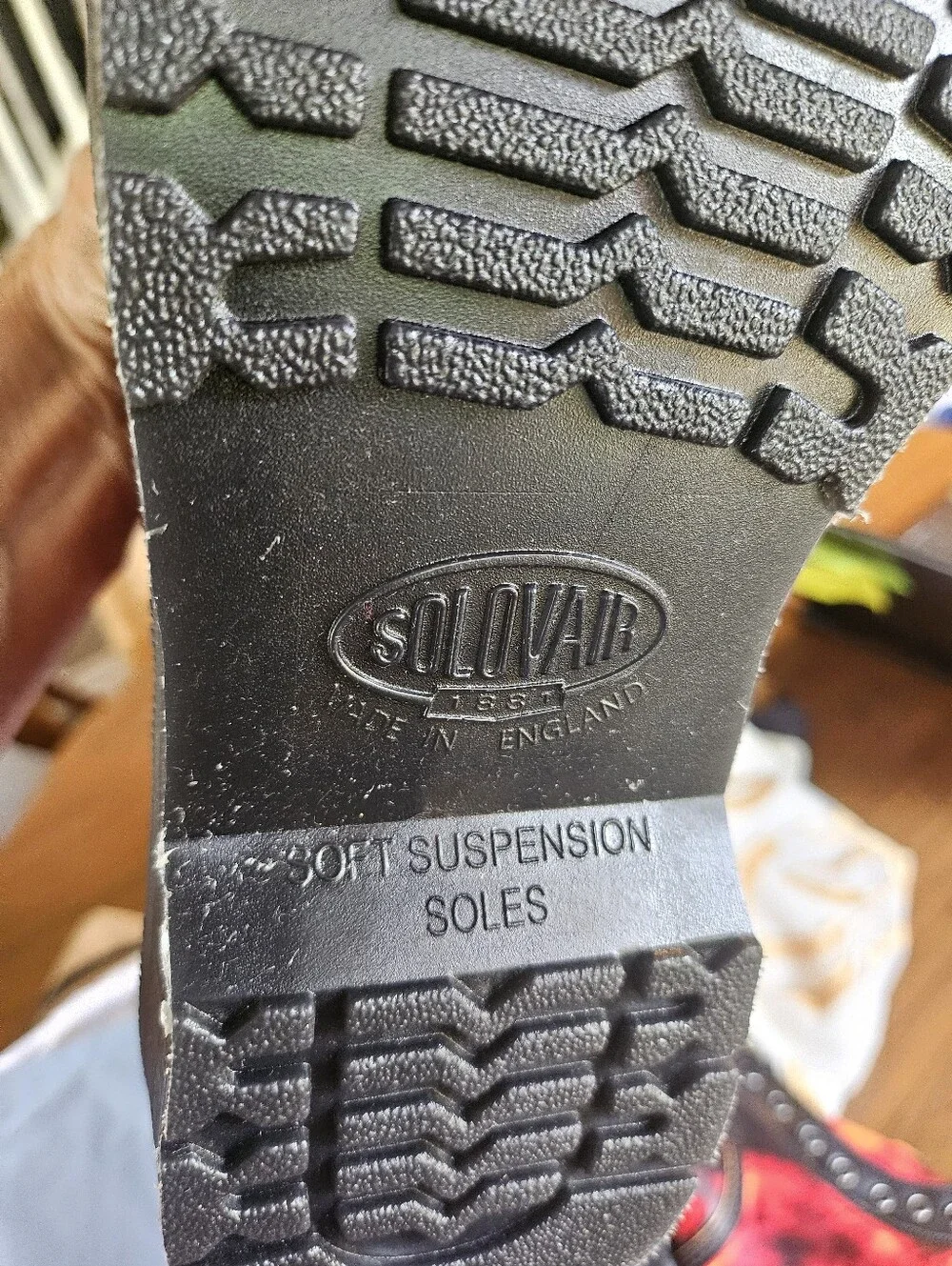 New In Box Solivair England Derby Boot Smoke Rub Off Flame High Shine 9.5 F Fit